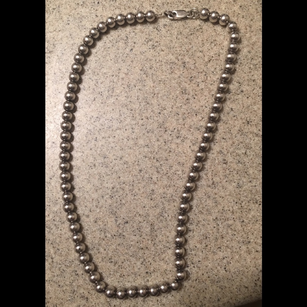 Sterling silver bead necklace